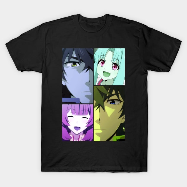 Cool Retro Shield Hero Characters Collage T-Shirt by designsenpai